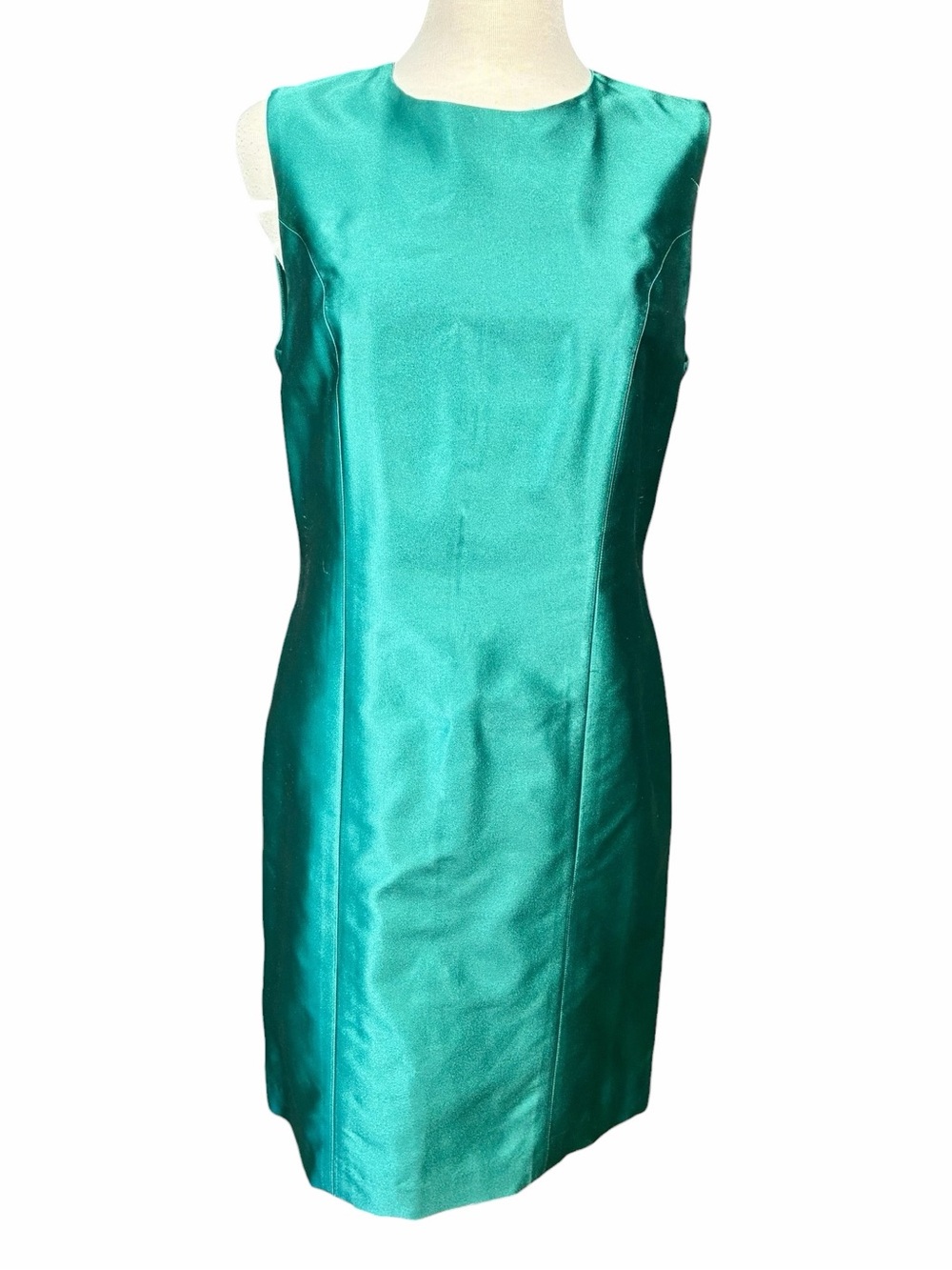 VINTAGE PAUW Amsterdam 100% Silk Teal Blue Sheath Dress Women's Size Large